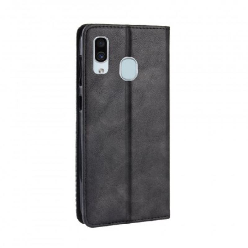 Capa De Celular Para Samsung Galaxy A40 Flip Efeito Couro Vintage Estilizado