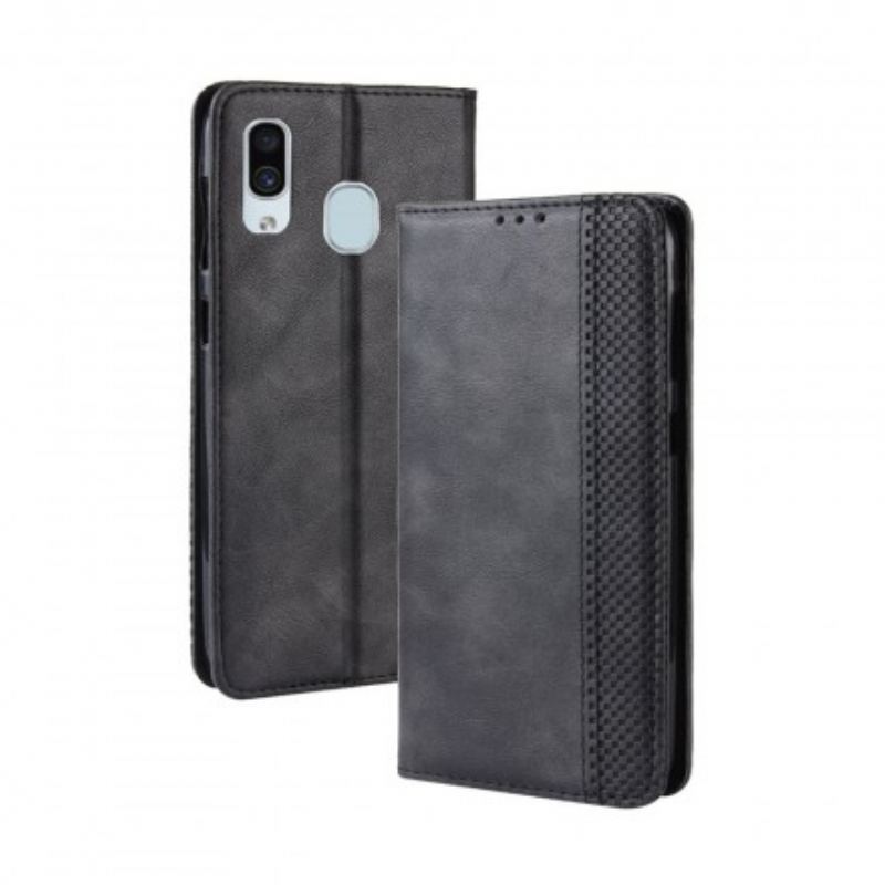 Capa De Celular Para Samsung Galaxy A40 Flip Efeito Couro Vintage Estilizado