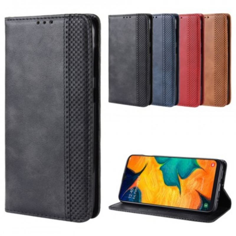 Capa De Celular Para Samsung Galaxy A40 Flip Efeito Couro Vintage Estilizado