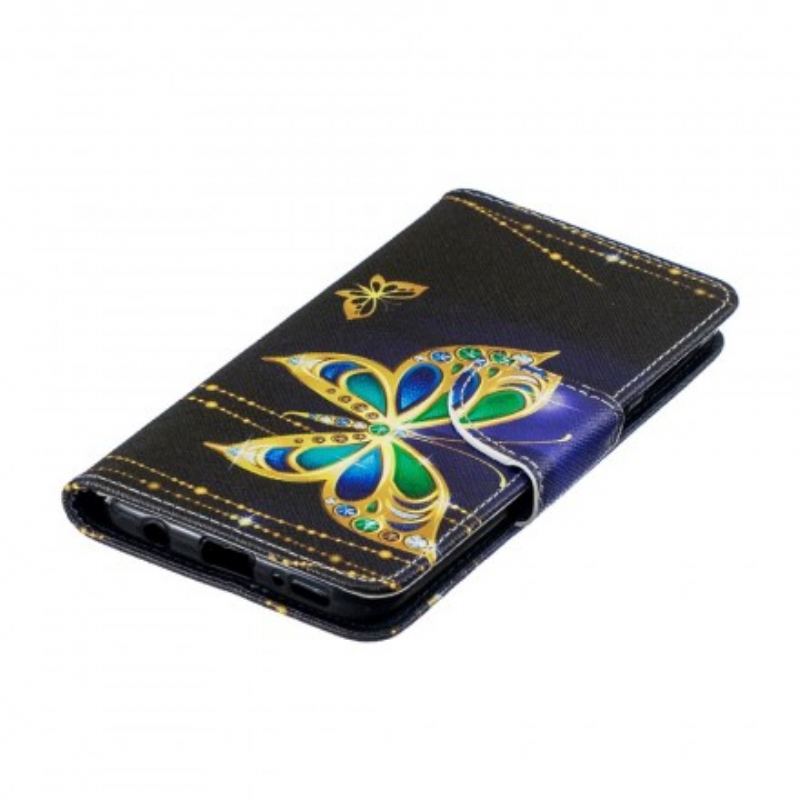 Capa De Couro Para Samsung Galaxy A40 Borboleta Mágica