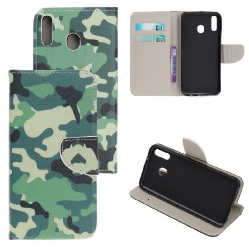 Capa De Couro Para Samsung Galaxy A40 Camuflagem Militar