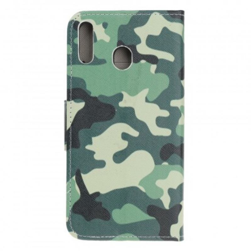 Capa De Couro Para Samsung Galaxy A40 Camuflagem Militar