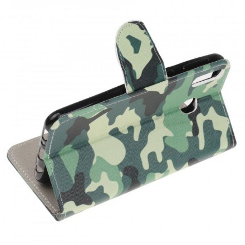 Capa De Couro Para Samsung Galaxy A40 Camuflagem Militar