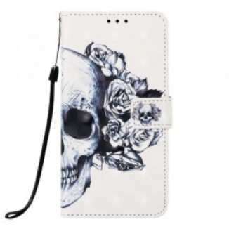 Capa De Couro Para Samsung Galaxy A40 Caveira Florida