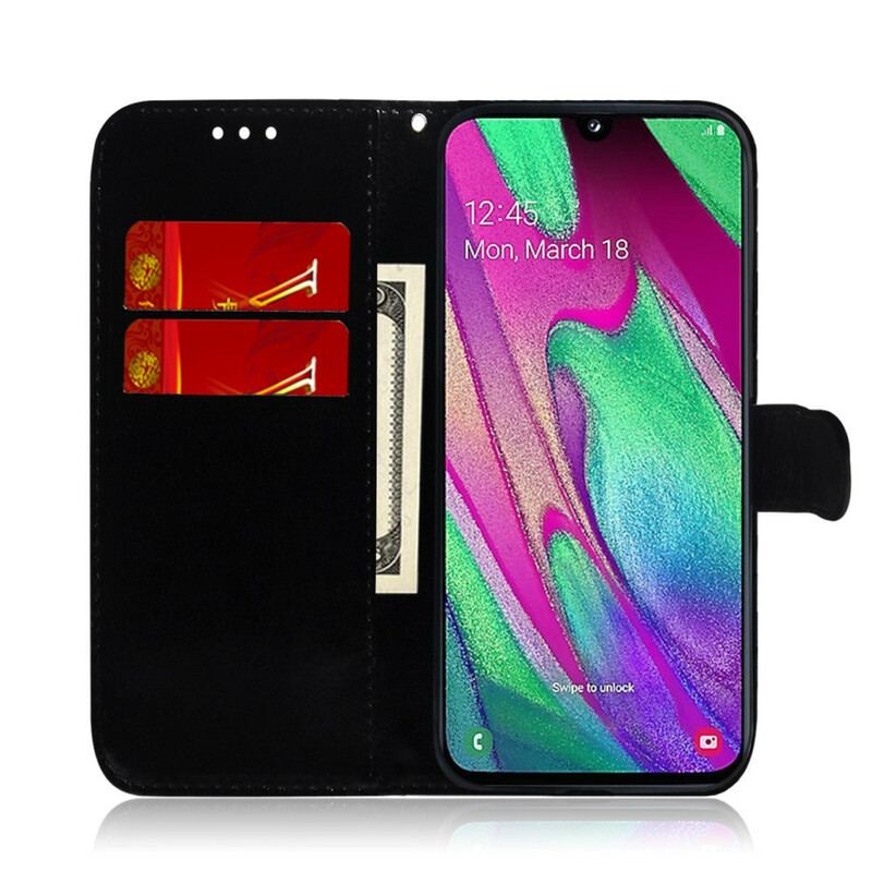 Capa De Couro Para Samsung Galaxy A40 Cor Pura