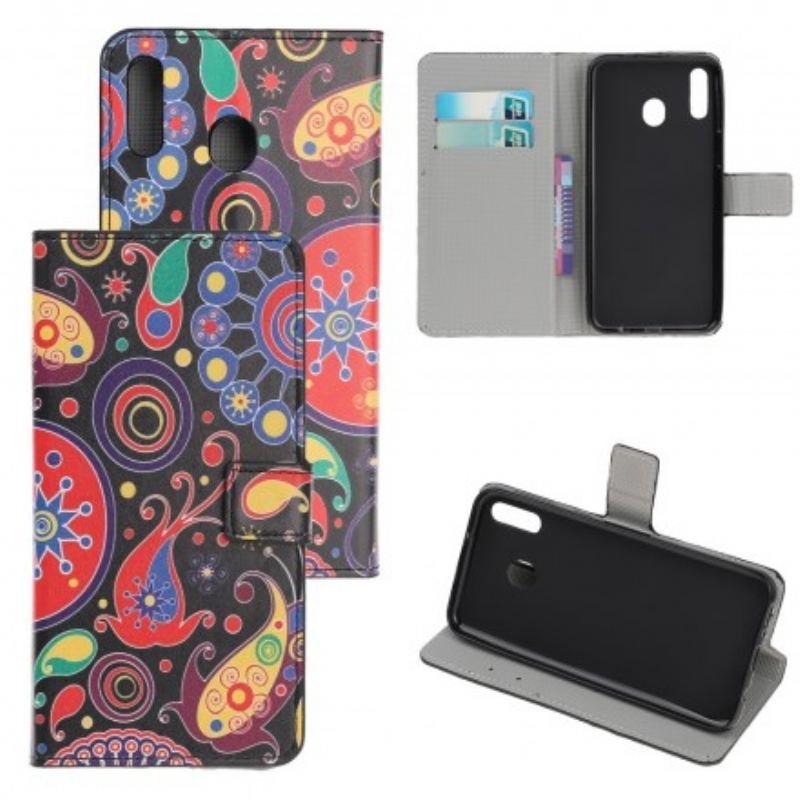 Capa De Couro Para Samsung Galaxy A40 Desenhos Da Galáxia