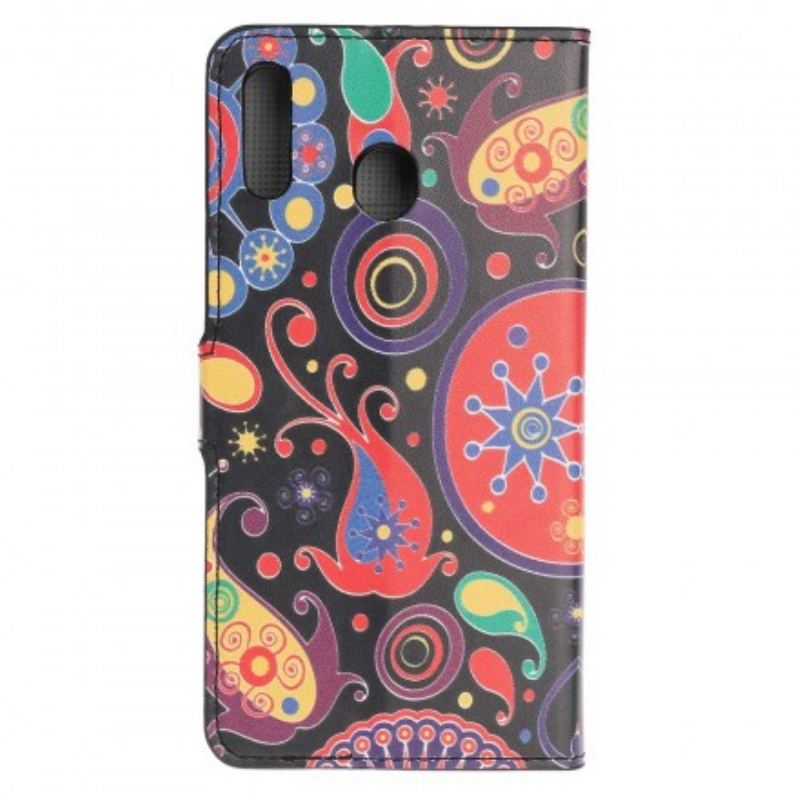 Capa De Couro Para Samsung Galaxy A40 Desenhos Da Galáxia