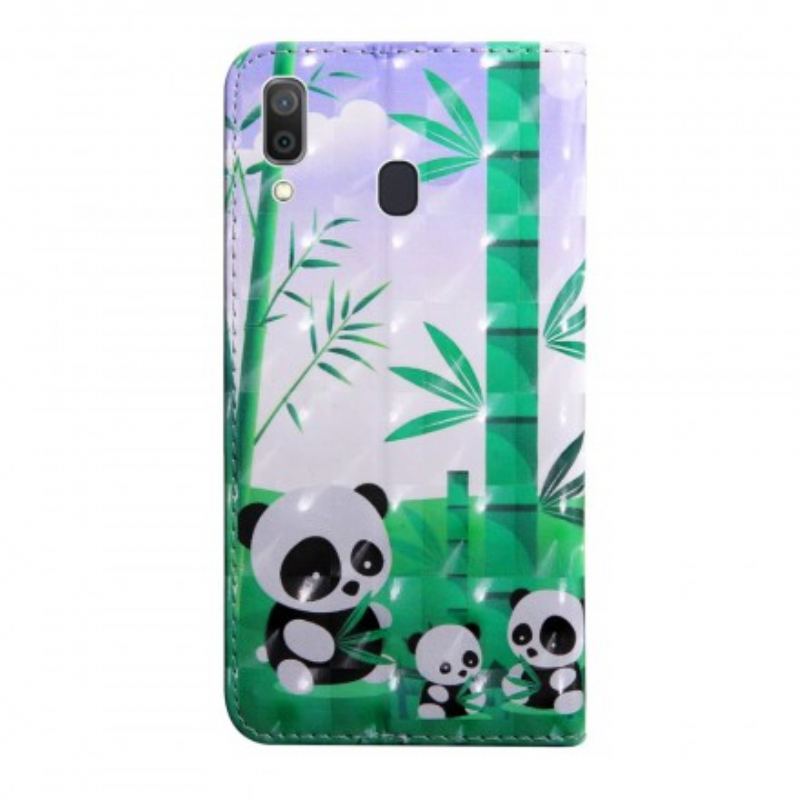 Capa De Couro Para Samsung Galaxy A40 Família Panda