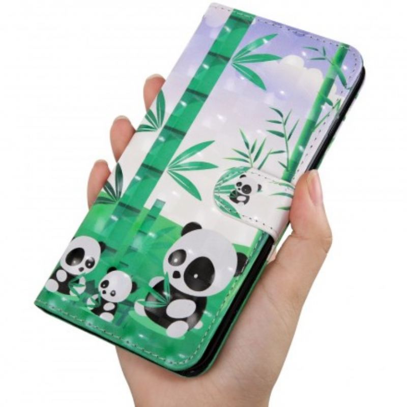 Capa De Couro Para Samsung Galaxy A40 Família Panda