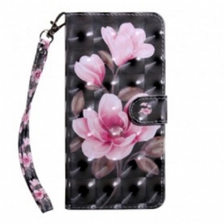 Capa De Couro Para Samsung Galaxy A40 Flores Em Flor