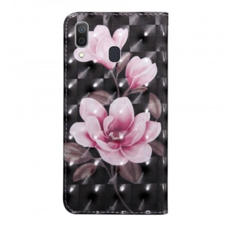 Capa De Couro Para Samsung Galaxy A40 Flores Em Flor