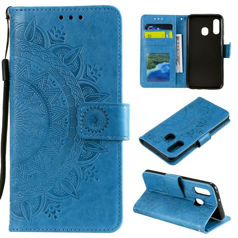 Capa De Couro Para Samsung Galaxy A40 Mandala Do Sol