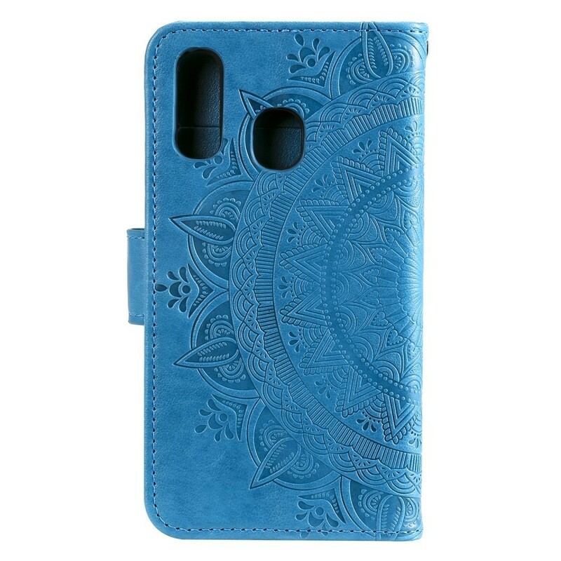 Capa De Couro Para Samsung Galaxy A40 Mandala Do Sol