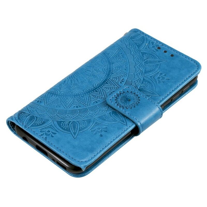 Capa De Couro Para Samsung Galaxy A40 Mandala Do Sol