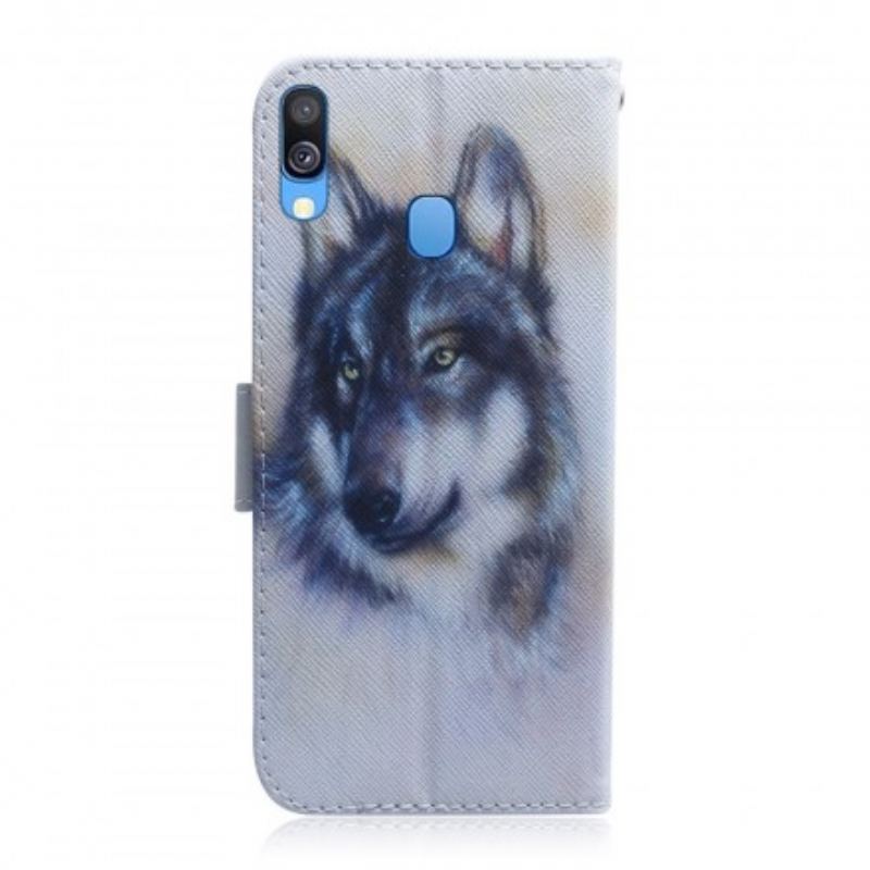 Capa De Couro Para Samsung Galaxy A40 Olhar Canino