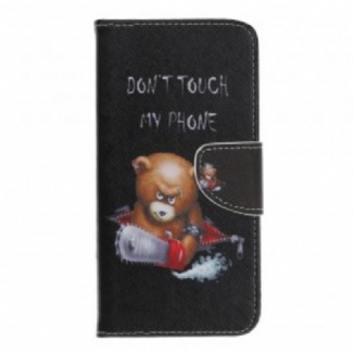 Capa De Couro Para Samsung Galaxy A40 Urso Perigoso