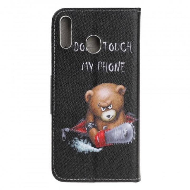 Capa De Couro Para Samsung Galaxy A40 Urso Perigoso