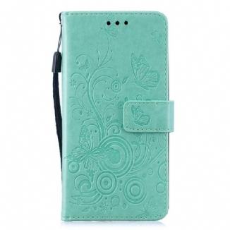 Capa Em Pele Para Samsung Galaxy A40 Borboletas Em Redemoinho