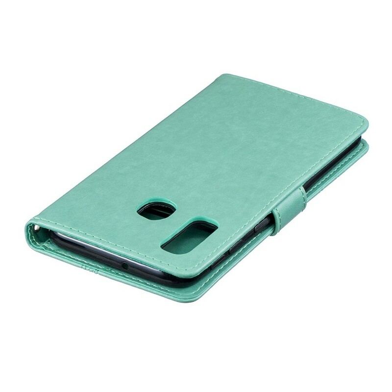 Capa Em Pele Para Samsung Galaxy A40 Borboletas Em Redemoinho