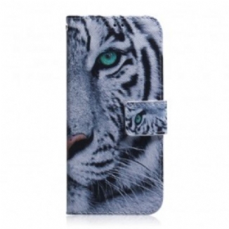 Capa Em Pele Para Samsung Galaxy A40 Cara De Tigre