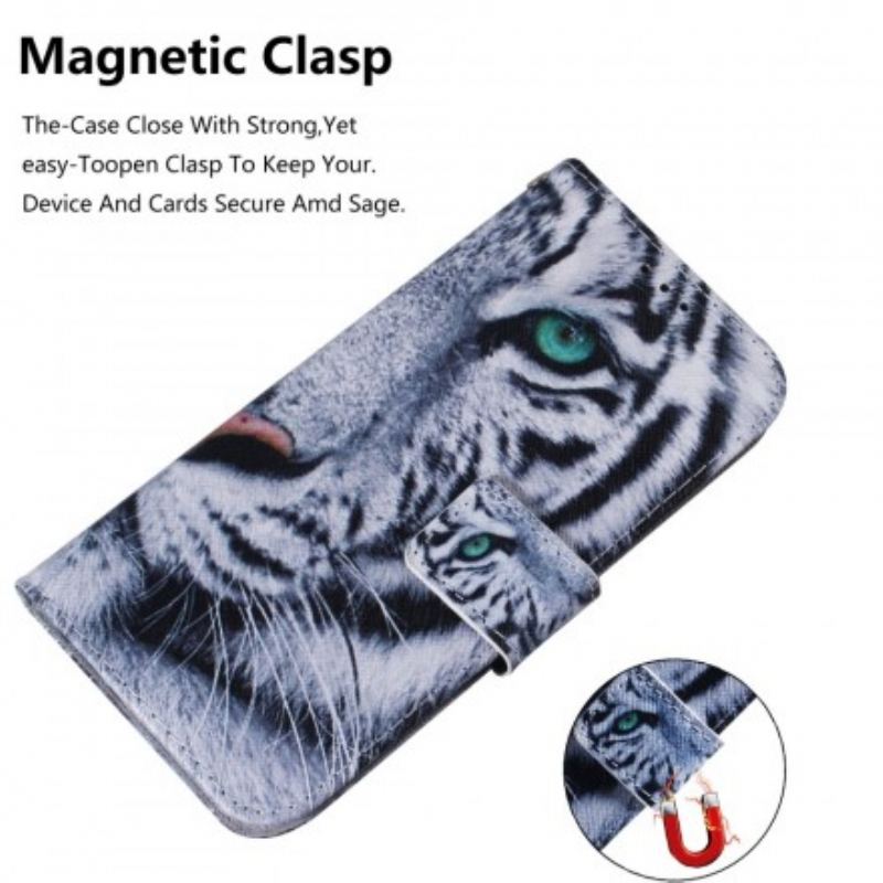 Capa Em Pele Para Samsung Galaxy A40 Cara De Tigre