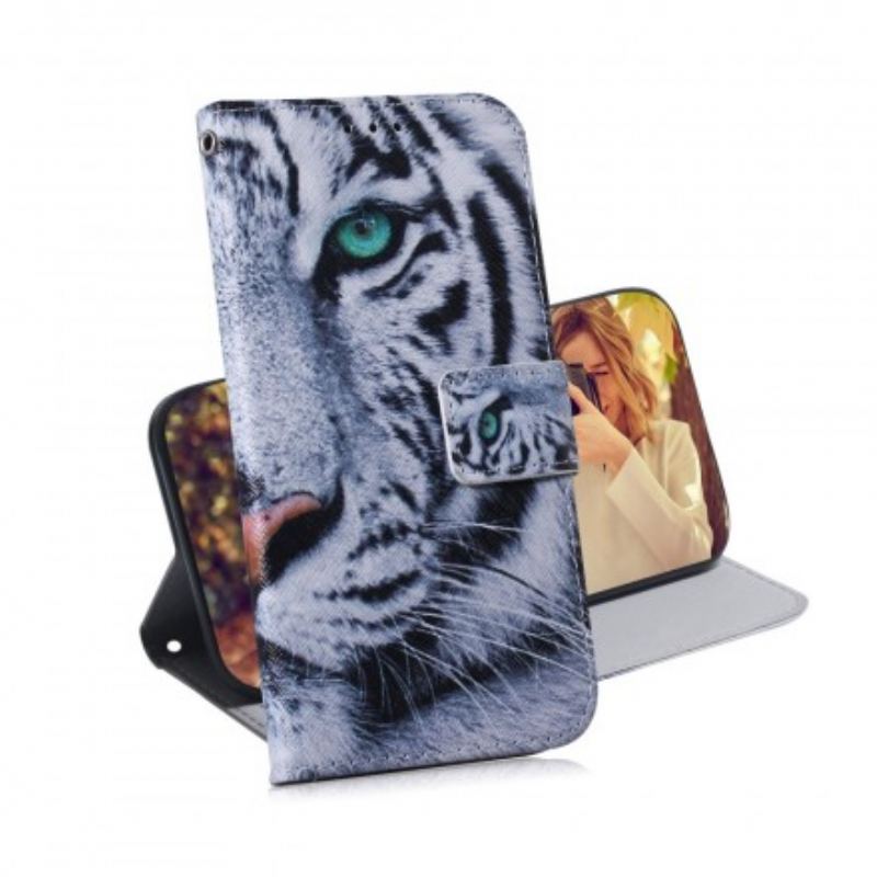 Capa Em Pele Para Samsung Galaxy A40 Cara De Tigre