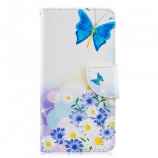 Capa Flip Para Samsung Galaxy A40 Borboletas E Flores Pintadas