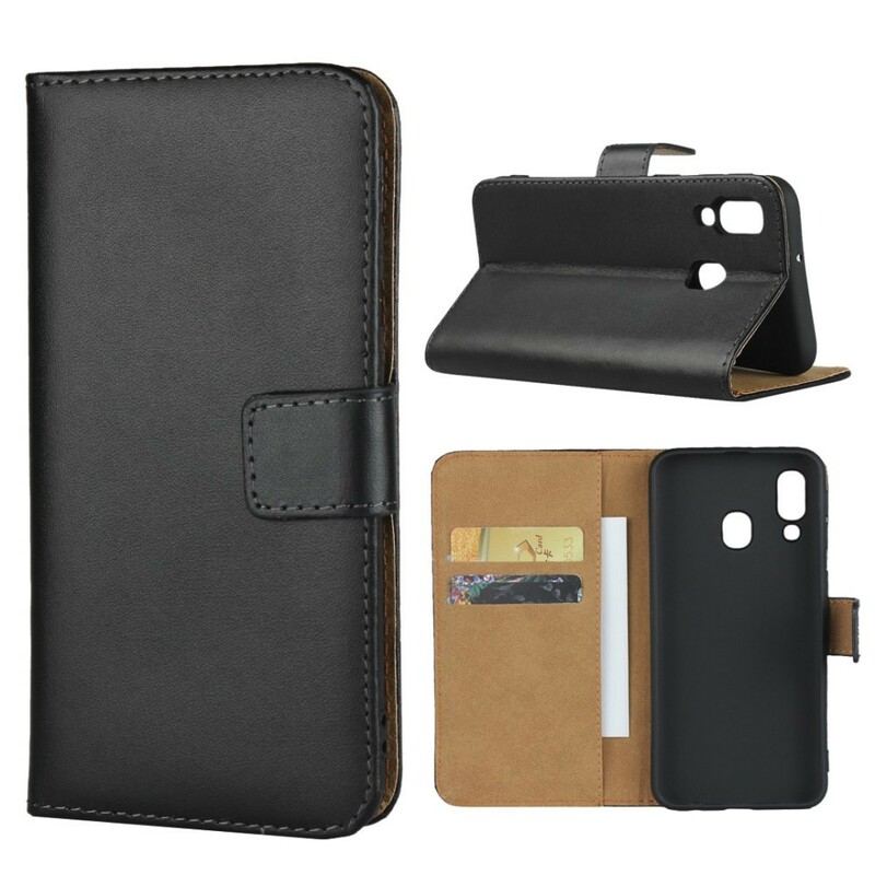 Capa Flip Para Samsung Galaxy A40 Carteira De Couro Genuíno