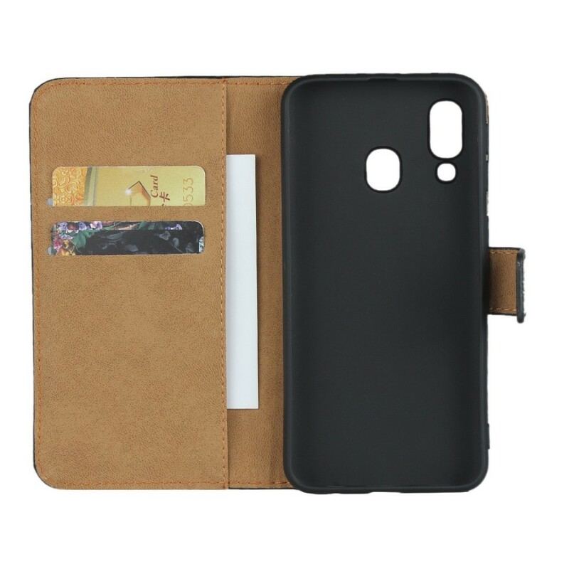 Capa Flip Para Samsung Galaxy A40 Carteira De Couro Genuíno