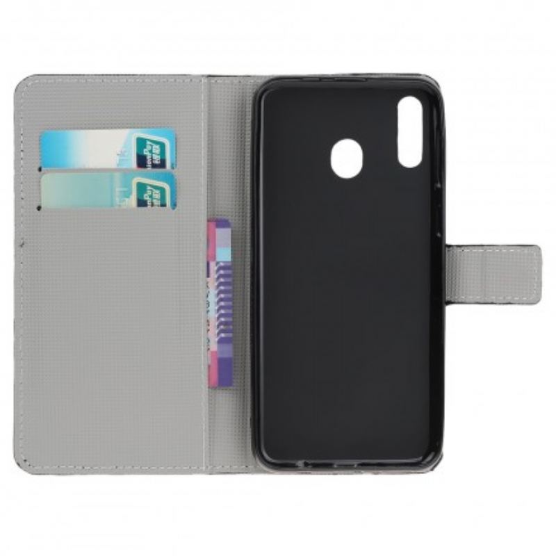 Capa Flip Para Samsung Galaxy A40 Coruja Adormecida