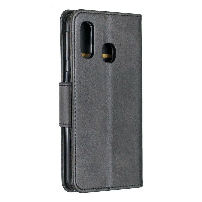 Capa Flip Para Samsung Galaxy A40 De Couro Retalho Liso Oblíquo