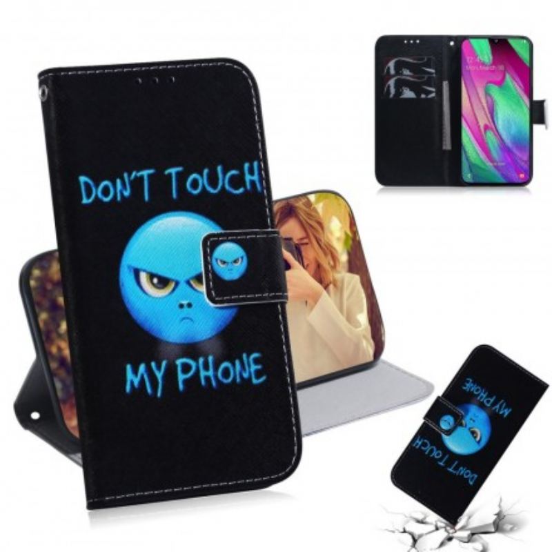 Capa Flip Para Samsung Galaxy A40 Emoji Telefone