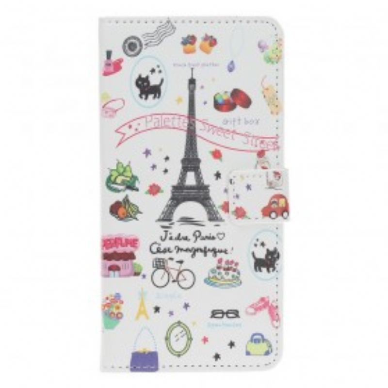 Capa Flip Para Samsung Galaxy A40 Eu Amo Paris