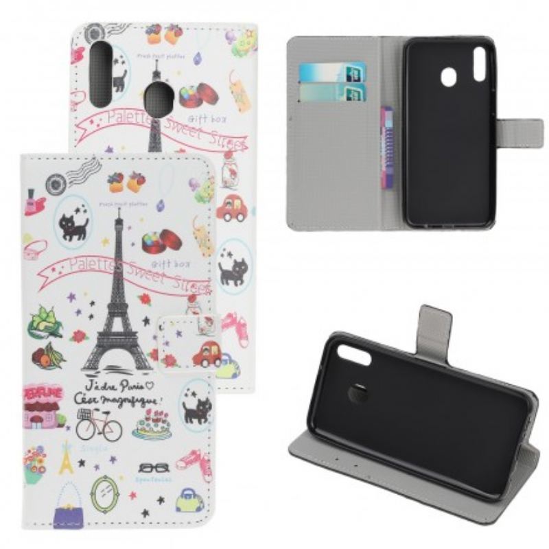 Capa Flip Para Samsung Galaxy A40 Eu Amo Paris