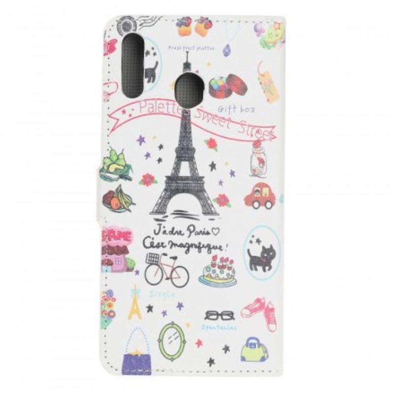 Capa Flip Para Samsung Galaxy A40 Eu Amo Paris