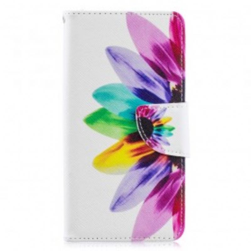 Capa Flip Para Samsung Galaxy A40 Flor Aquarela