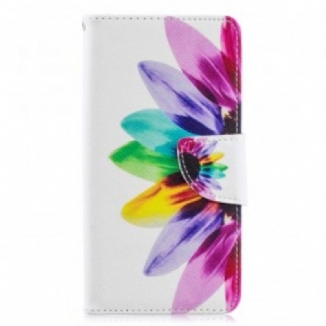 Capa Flip Para Samsung Galaxy A40 Flor Aquarela