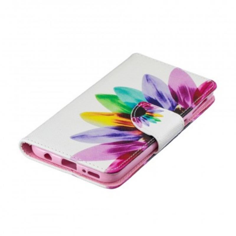 Capa Flip Para Samsung Galaxy A40 Flor Aquarela