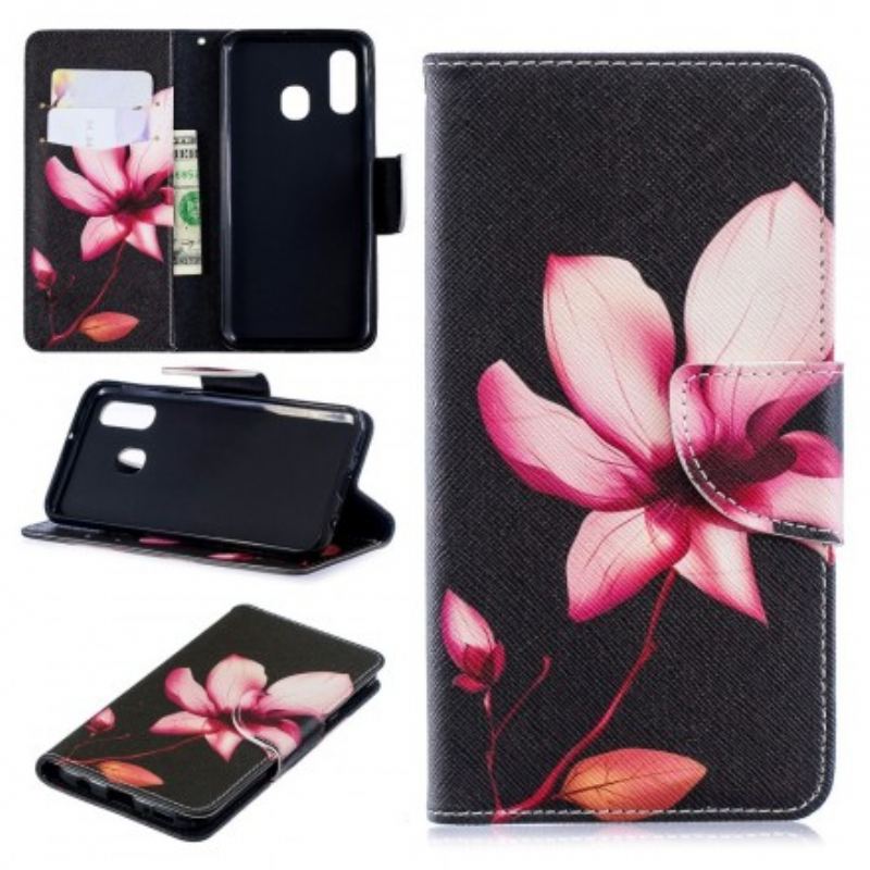 Capa Flip Para Samsung Galaxy A40 Flor Rosa