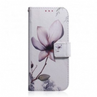 Capa Flip Para Samsung Galaxy A40 Flor Rosa Empoeirado