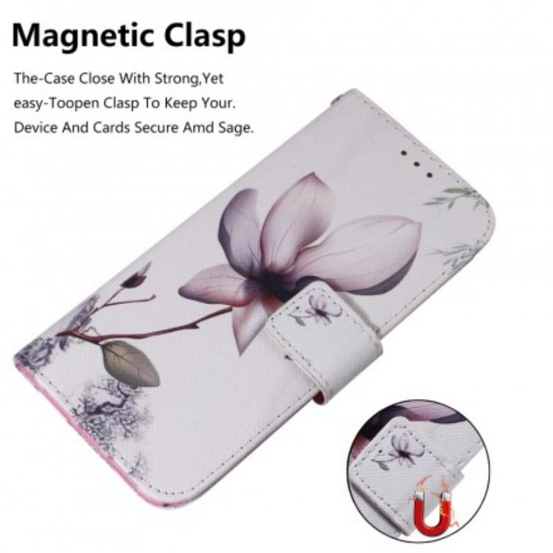 Capa Flip Para Samsung Galaxy A40 Flor Rosa Empoeirado