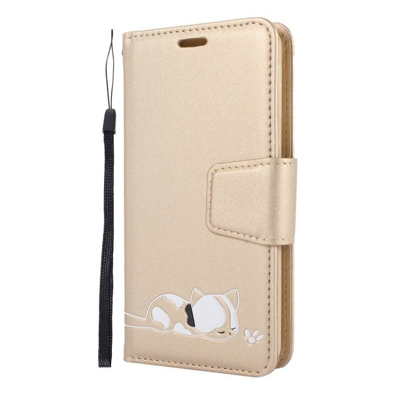 Capa Flip Para Samsung Galaxy A40 Gato Dormindo