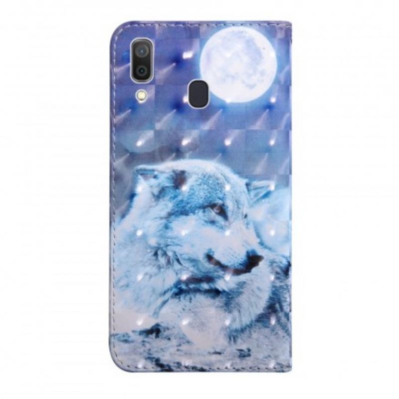 Capa Flip Para Samsung Galaxy A40 Lobo Ao Luar