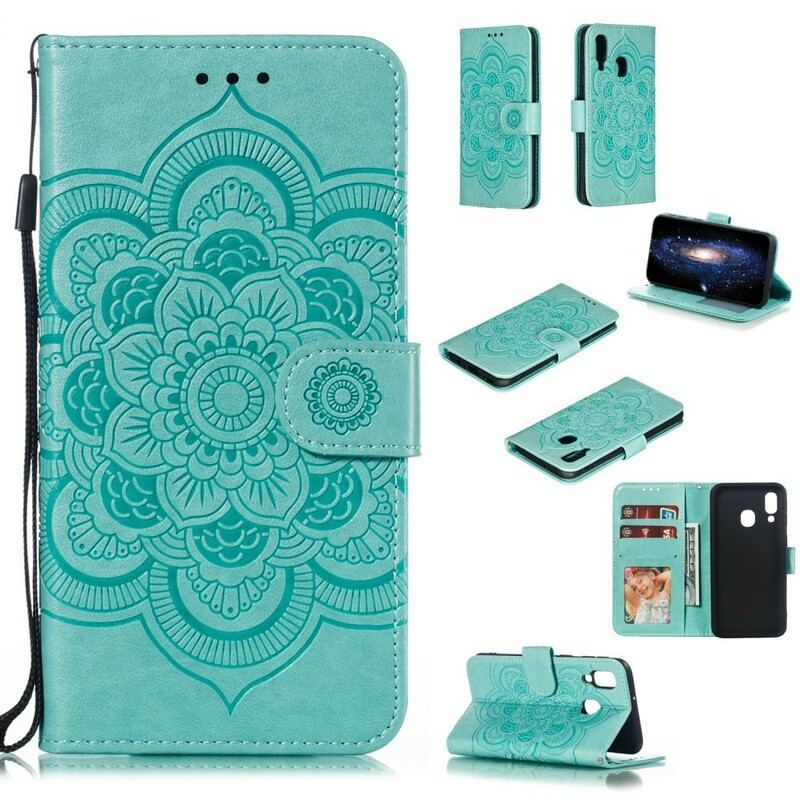 Capa Flip Para Samsung Galaxy A40 Mandala Completa