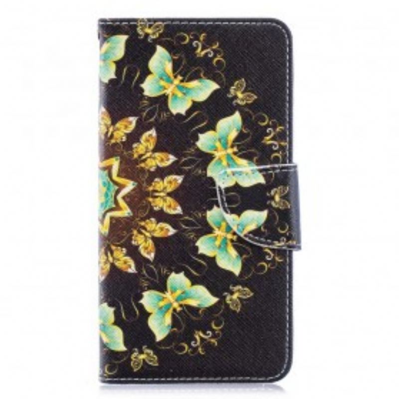 Capa Flip Para Samsung Galaxy A40 Mandalas Borboletas