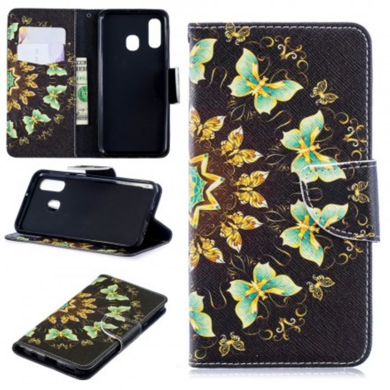 Capa Flip Para Samsung Galaxy A40 Mandalas Borboletas