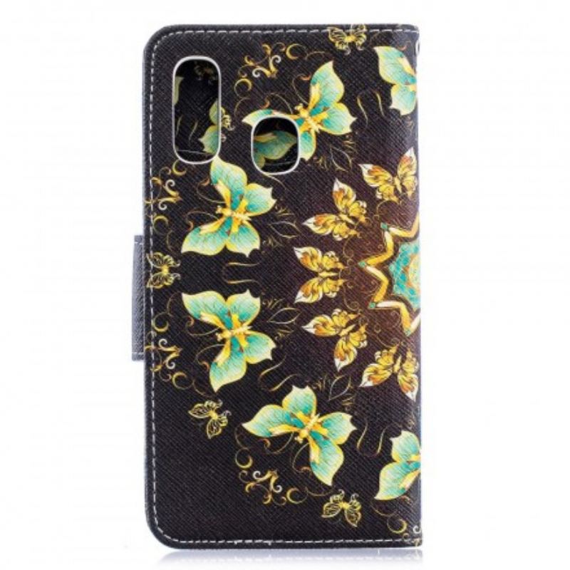 Capa Flip Para Samsung Galaxy A40 Mandalas Borboletas