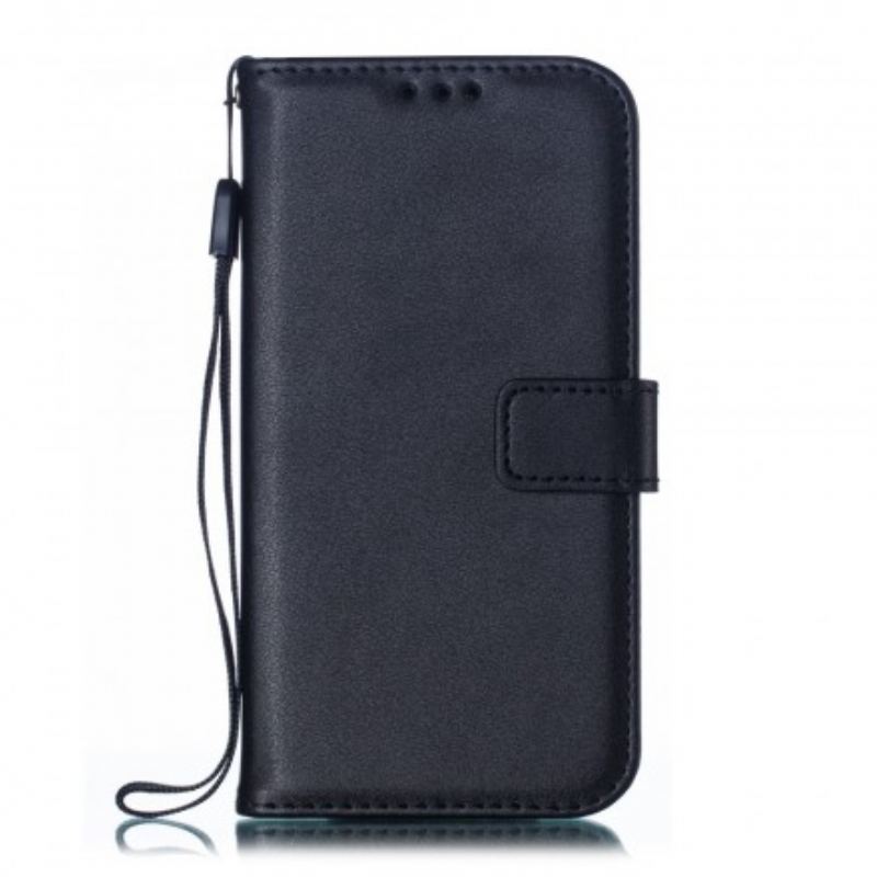 Capa Folio Para Samsung Galaxy A40 De Cordão Efeito De Couro Com Tiras