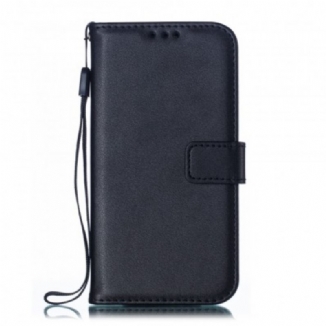 Capa Folio Para Samsung Galaxy A40 De Cordão Efeito De Couro Com Tiras