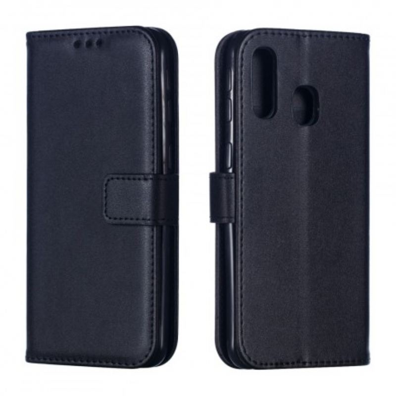 Capa Folio Para Samsung Galaxy A40 De Cordão Efeito De Couro Com Tiras